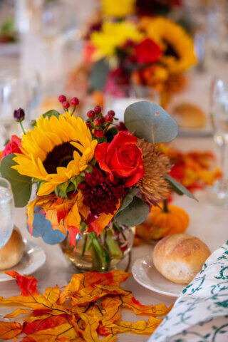 A fall floral centerpiece