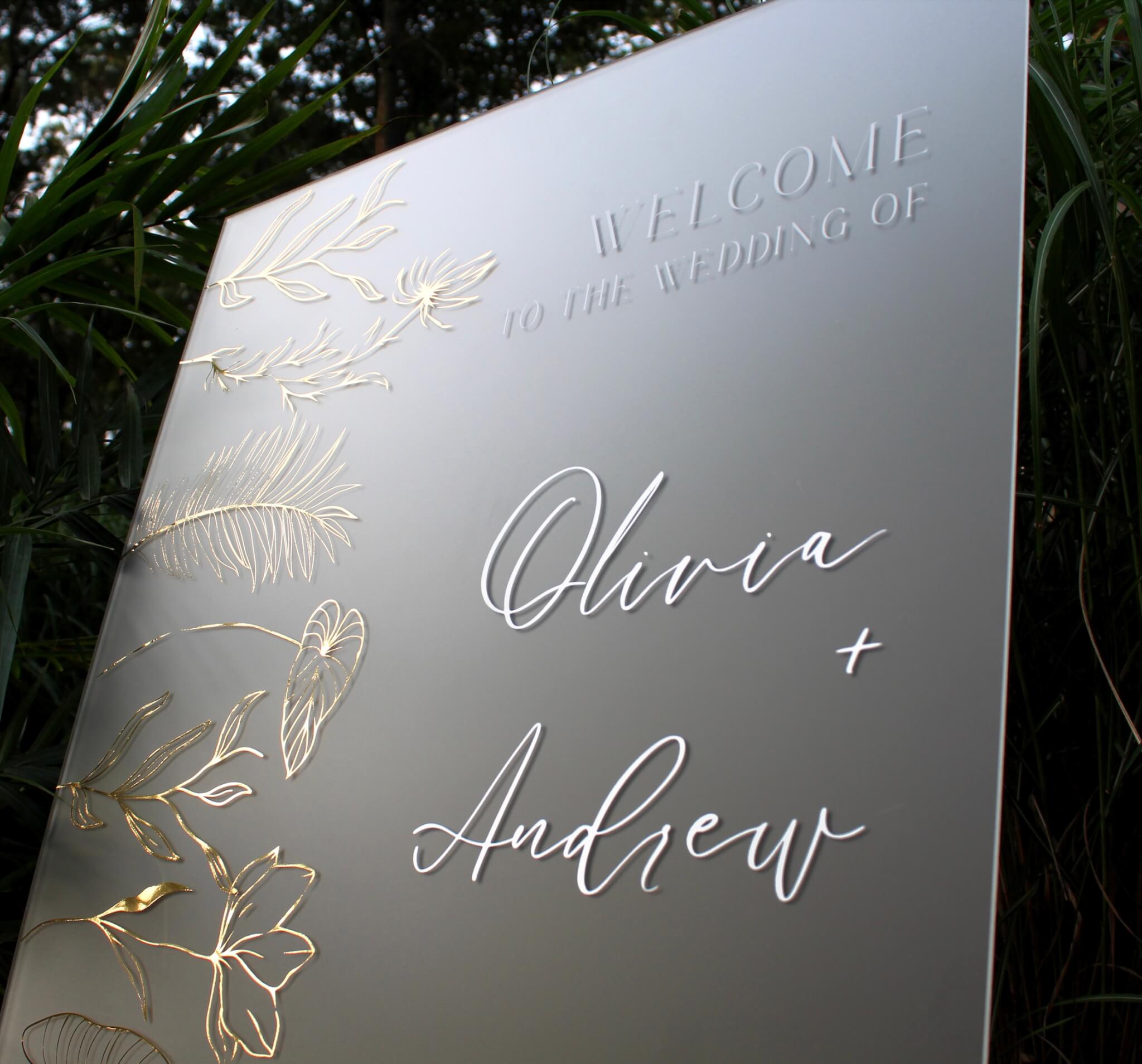 Wedding Welcome Sign Selfie Mirror Acrylic Elegant Wedding 