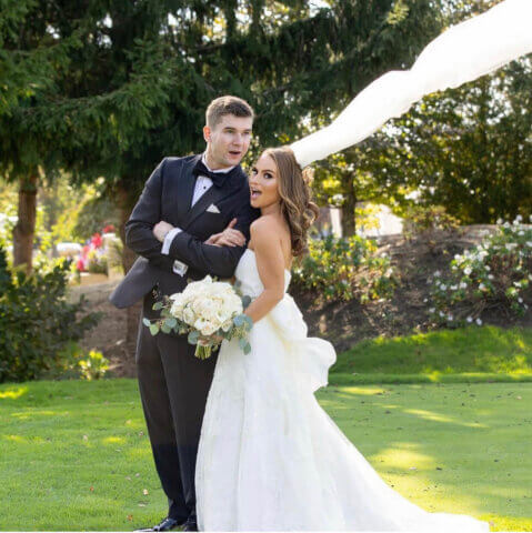 A bride and groom with the best hair and makeup artists on Long Island