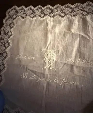 An embroidered handlkerchief